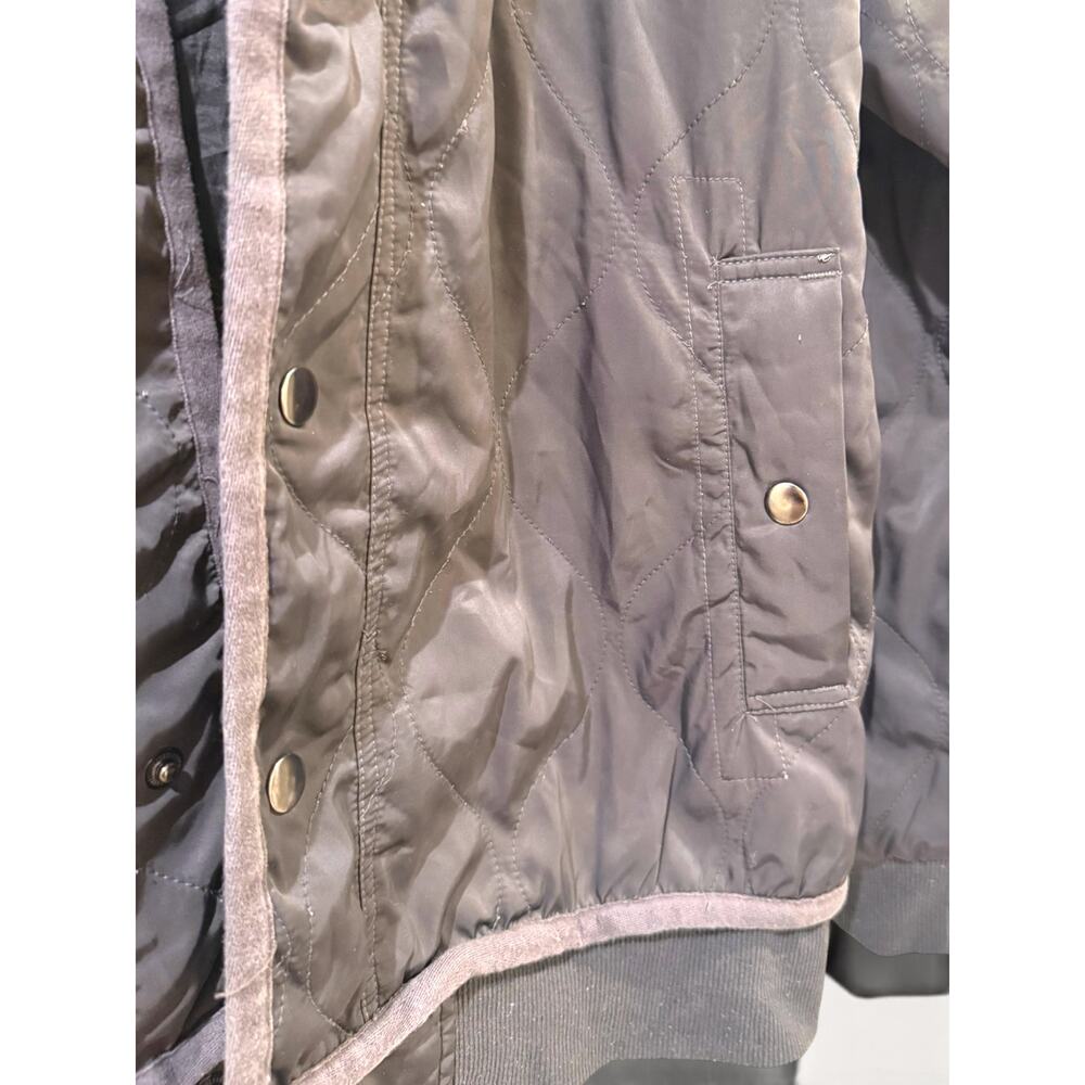 CANDOR Quilted Snap Bomber Jacket Charcoal Grey Contrast Stitch Size 2/M GUC - Picture 4 of 5